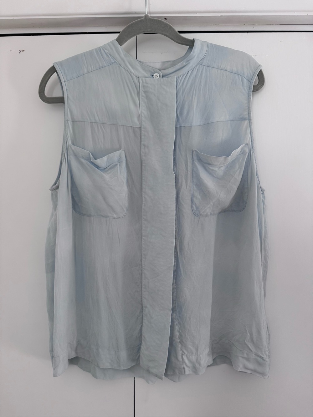 Reiss Pale Blue Sleeveless Blouse Minimalistic Contemporary Business Attire